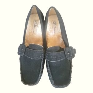 Kelsi by Kelsi Dagger Brooklyn Furry Suede Black Faux Fur Moccasin Loafers 10M